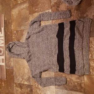 Victoria's Secret S marl grey black knit hooded sweater oversized